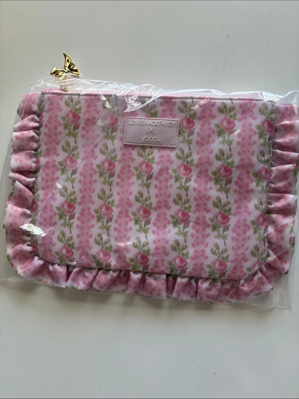 NWT LoveShackFancy x Target - Blooming Heirloom Bow Zip Ruffle Pouch/Clutch